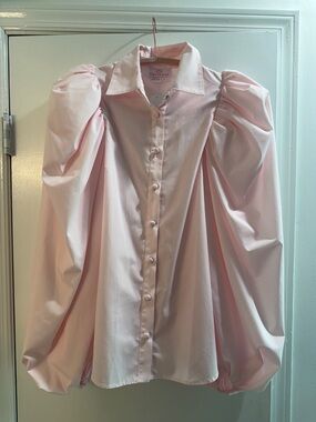 NWT Neubyrne Becca Puff Sleeve Blouse - Pink Poplin